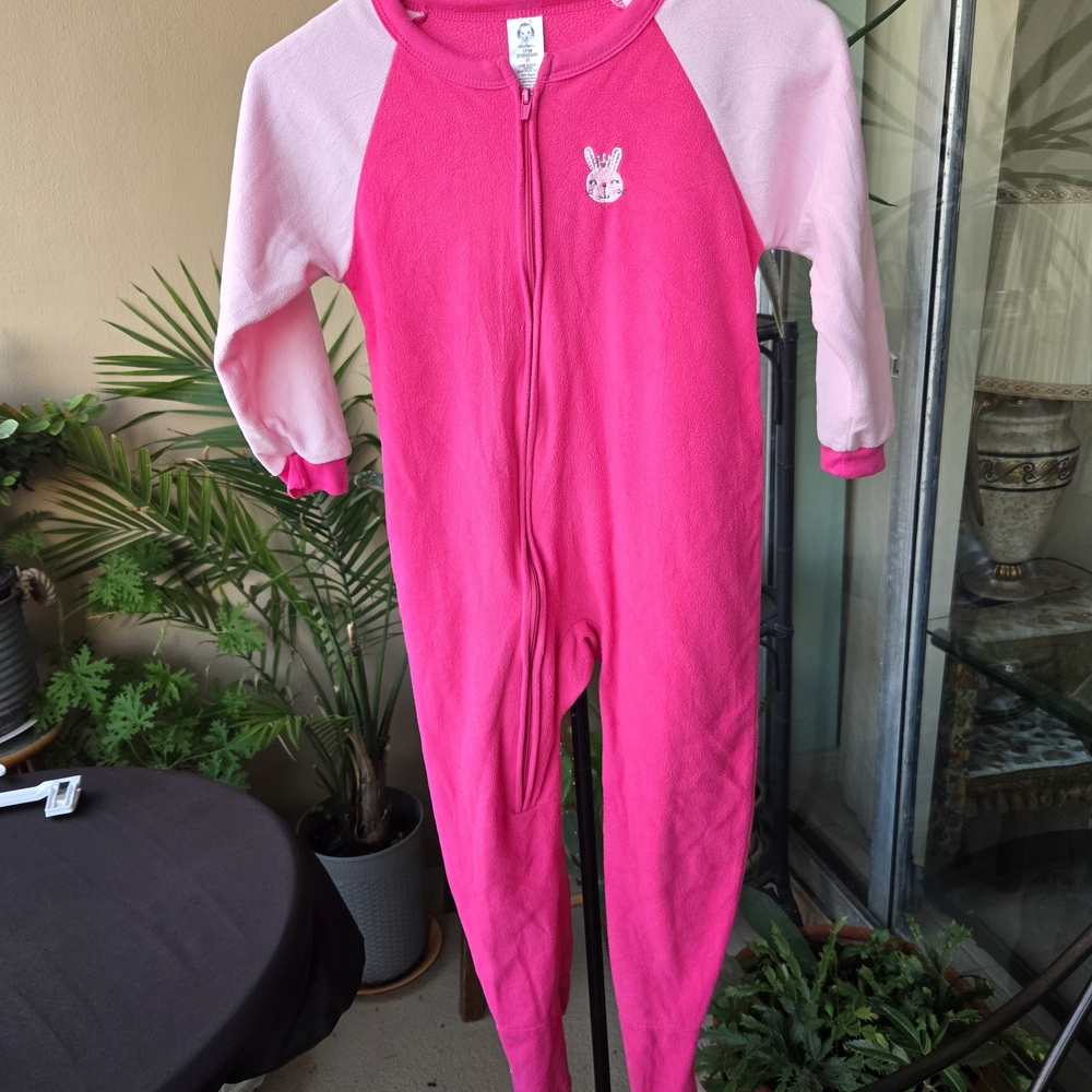 Gerber Girls Fleece Footless Pajamas Pink Bunny 5T